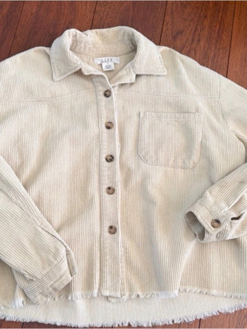 Life Is Good Beige Corduroy Button-Front Jacket